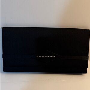 Elegant Black Clutch with Rhinestone Detail Handmade in Hong Kong